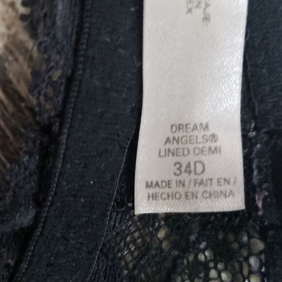 VICTORIA'S SECRET BLACK LACEY DREAMS ANGELS LINED DEMI BRA, SIZE 34D - Picture 8 of 8